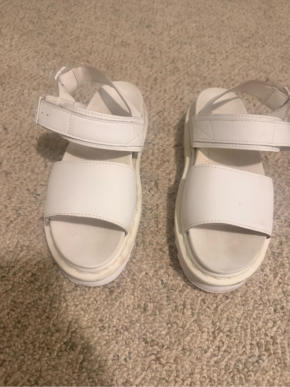 Dr. Martens White Platform Velcro Sandals
